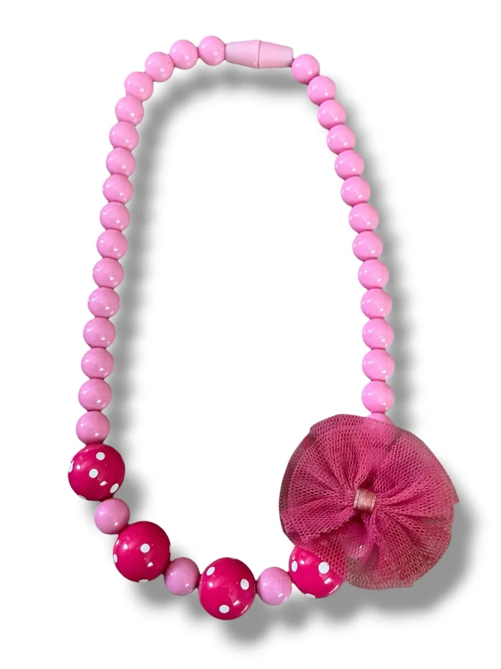Kids Pink and Blue Beaded Necklace Set - Cute Bow & Flower Designs